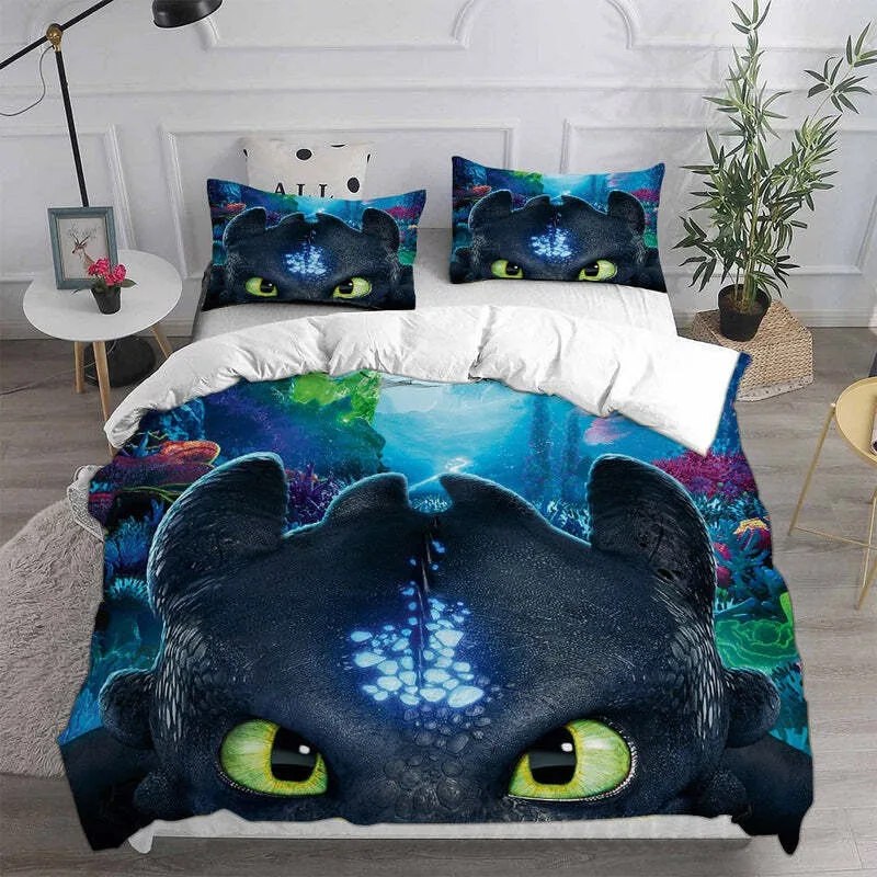 2026New Dragon Toothless Bedding Sets Comforter Quilt Bed Cover Duvet Cover Pillow Case Kids Adult Size Home Textiles