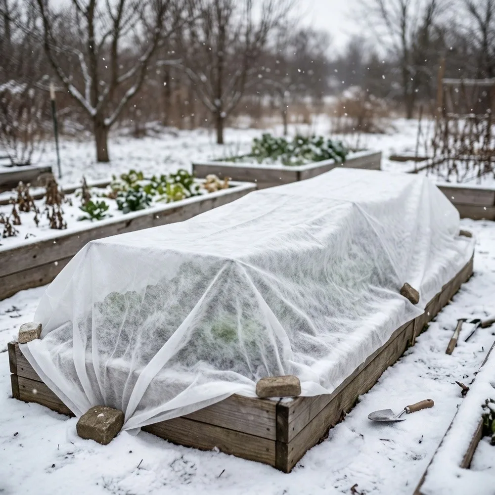 Polypropylene Frost Blanket for Garden Beds Offering Thermal Insulation and Weather Resistance Without Compromising Aeration