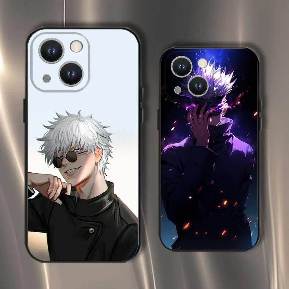

Cartoon Anime S-Satoru G-Gojo Phone Case For iPhone 16,15,14,13,12,11,Pro,XS,Max,XR,Plus,E,SE4,Mini Black Soft Cover