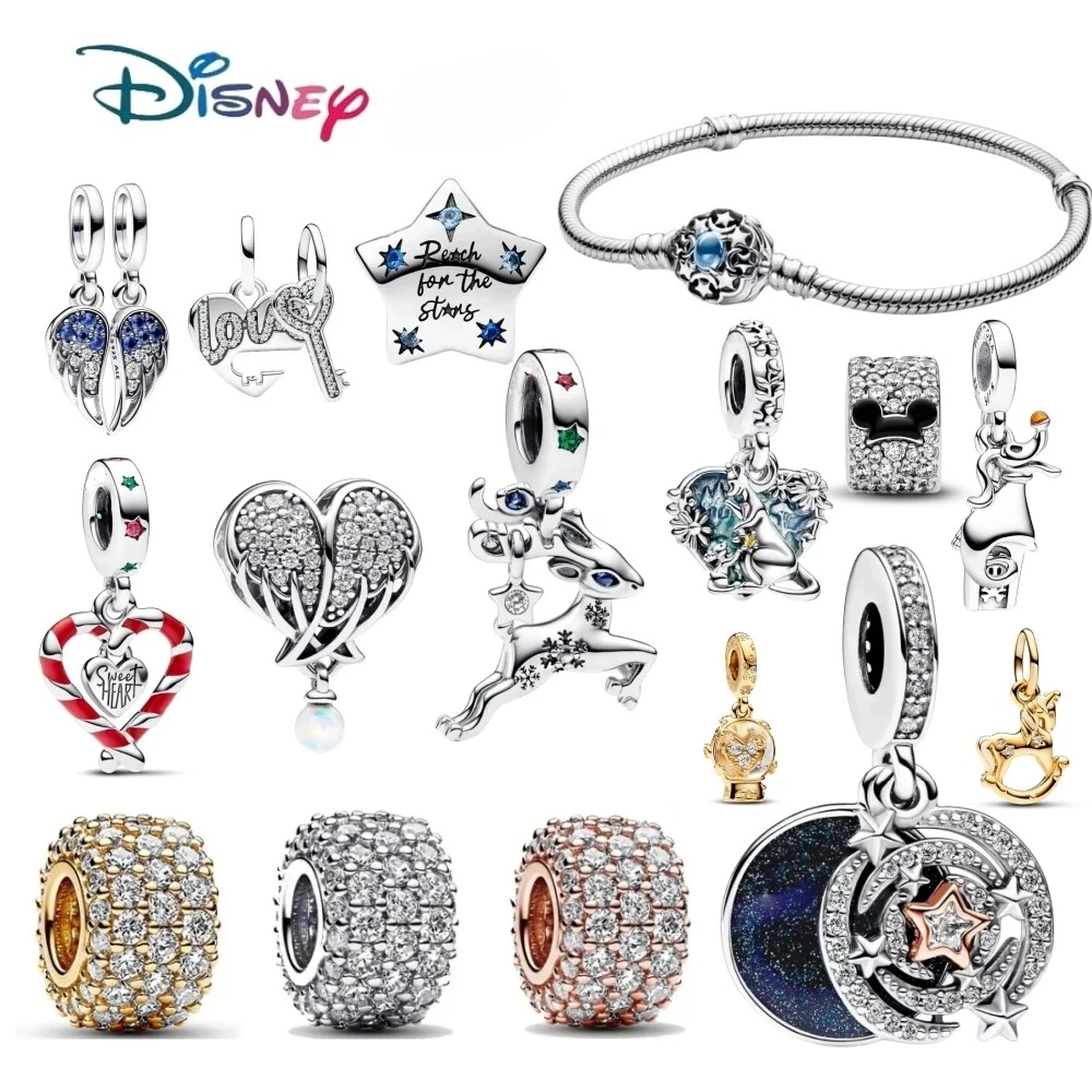 

New Disney Starry Sky Series Jasmine Princess Bracelet DIY Angel Wing Beads Charm Pendant Jewelry Gifts