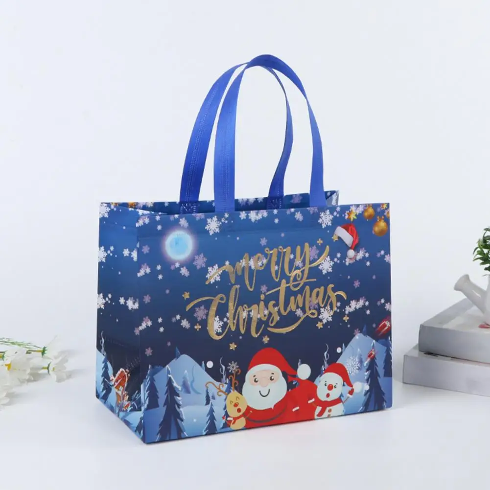 2026 هدية الكريسماس حقيبة سانتا كلوز ثلج تصميم سعة كبيرة مقبض مزدوج غير المنسوجة النسيج كيس تغليف الهدايا الحلوى
