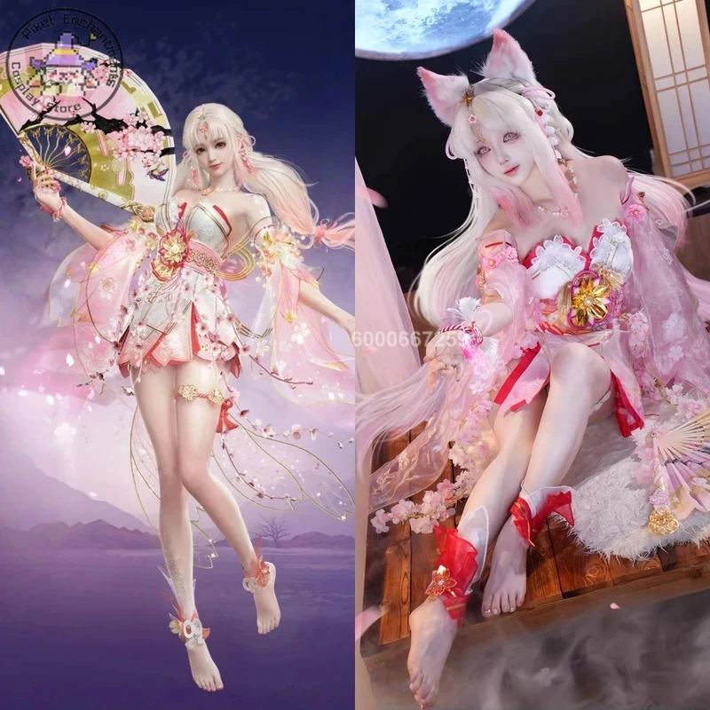 

ABC123Game Naraka: Bladepoint Cosplay Cherry Blossom Celestial Maiden Costume Anime Kurimi Role Playing Pink Dress Wom3;b,6/k'5;
