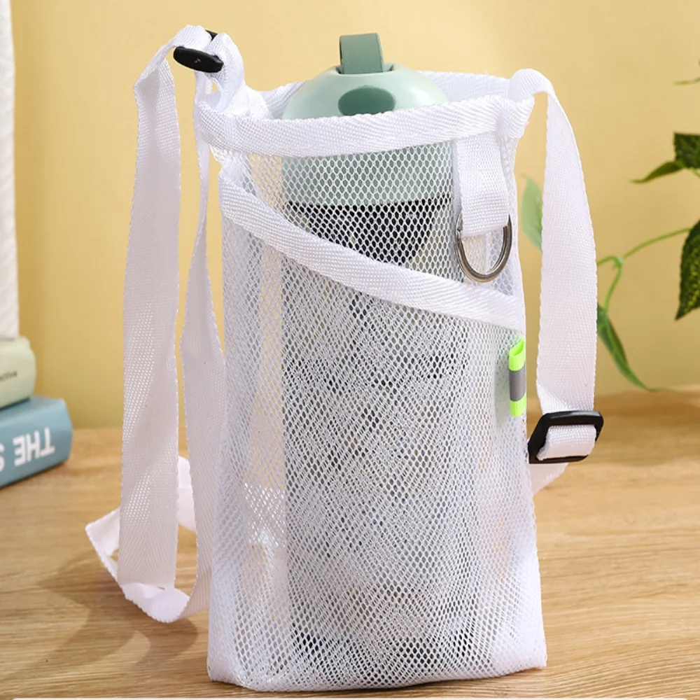 with Crossbody Strap Mesh Shoulder Bag Trendy With Cup Holder Quick Drying Tea Cup Bag Multifunctional Concise Phone Storage Bag