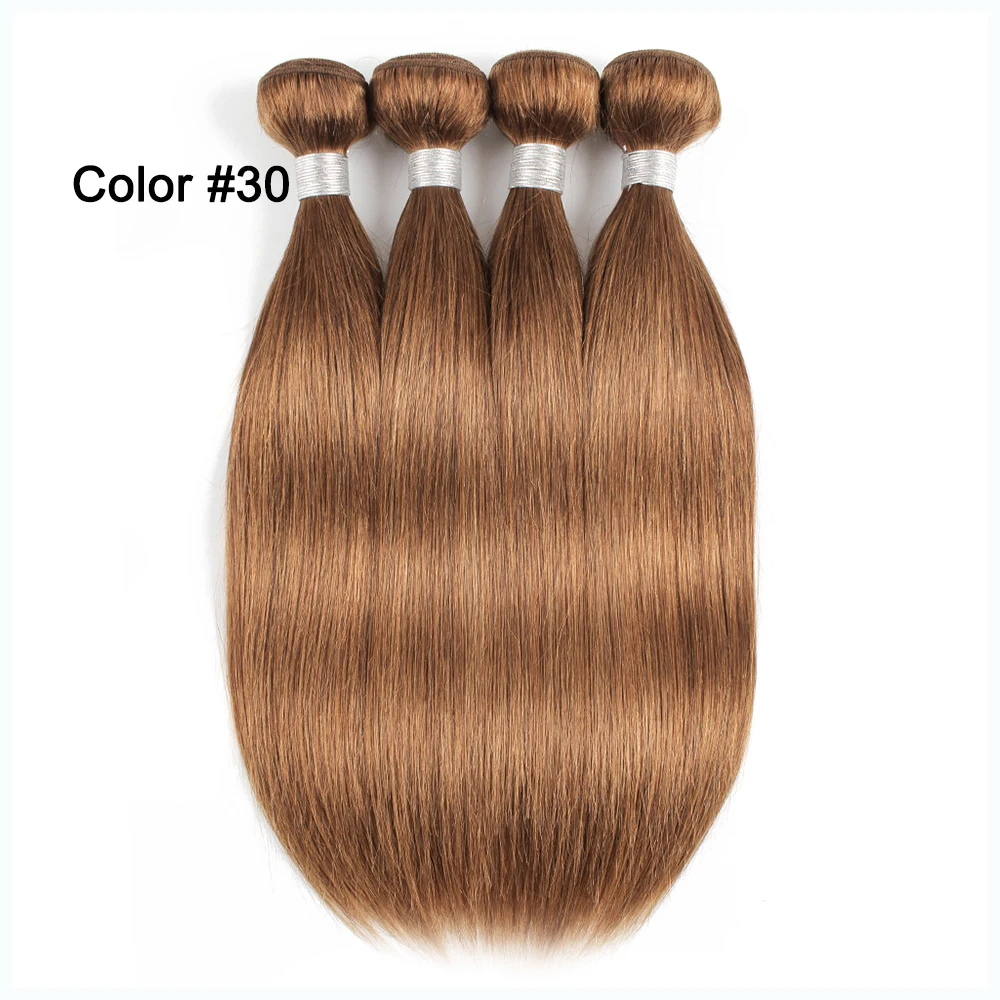 4 Bundel Warna #8 #27 #30 Remy Ekstensi Rambut Manusia India Lurus 400G/Lot Madu Pirang Tebal Berakhir Auburn Wegemfts Panjang