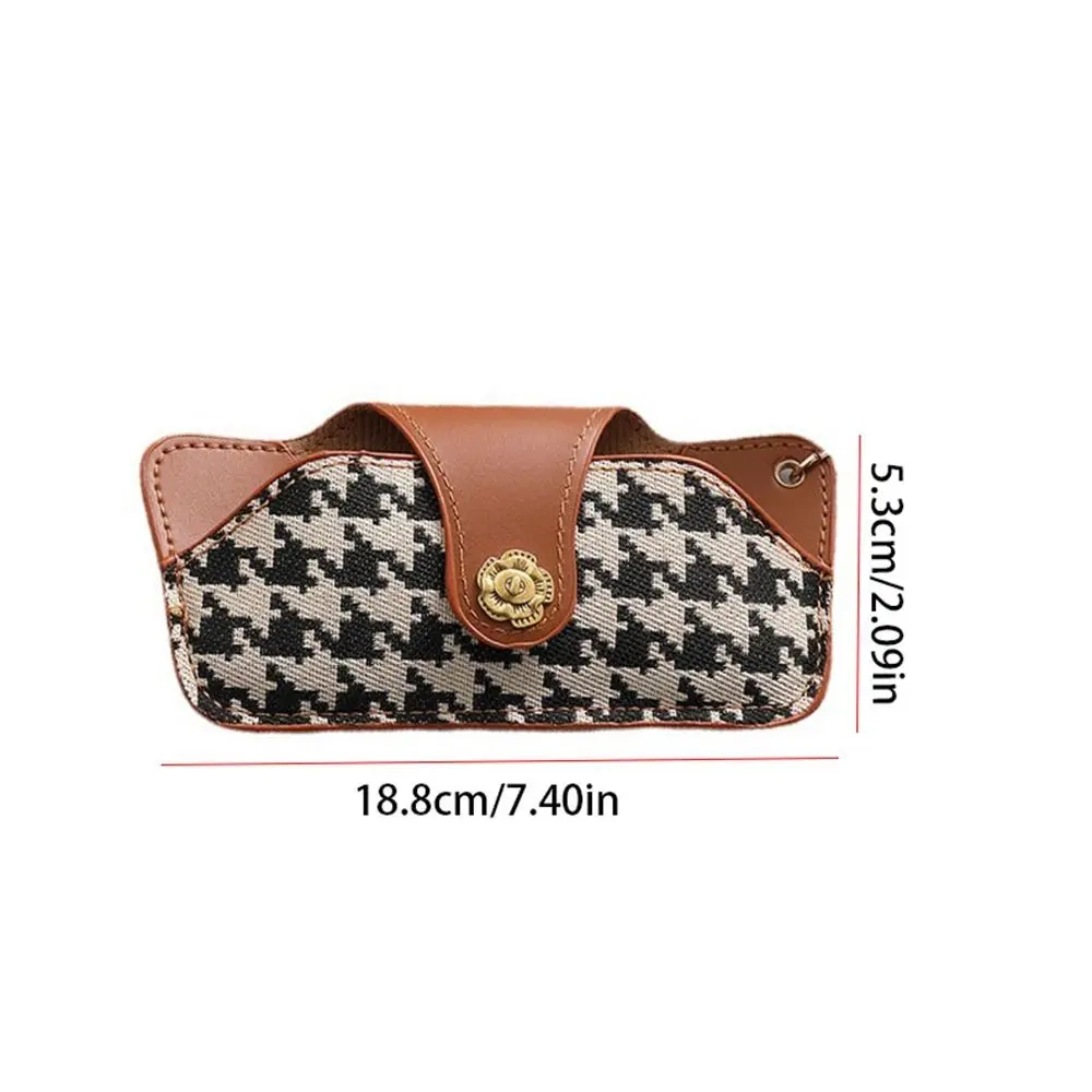 Fashion Leather Hanging Buckle Glasses Box Portable Houndstooth Glasses Storage Travel Sunglasses Pouch Eyewear Protector Case