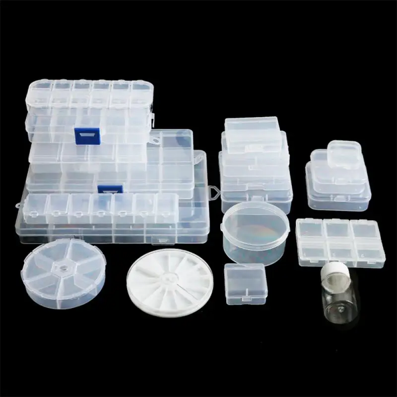 Grids Empty Clear Storage Box Jewelry Beads Gems False Nail Art Tips Boxes Case Nail Glitter Rhinestone Container Organizer