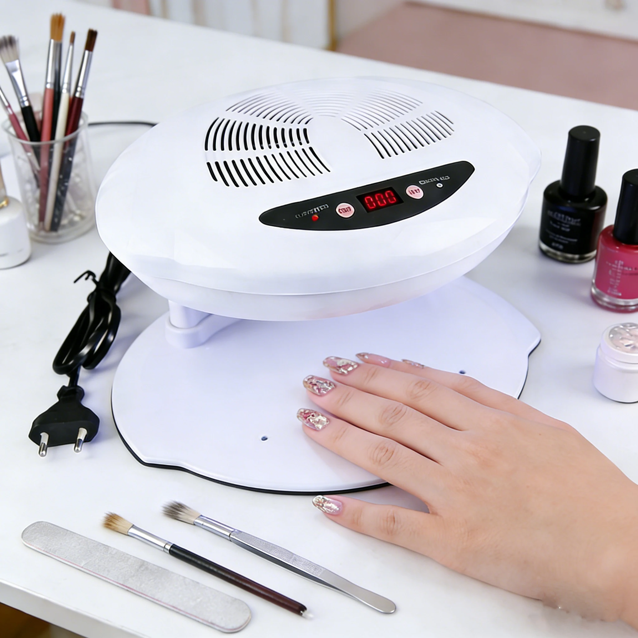 Welcome High Power 400W Dual-Use LED Light Hand Foot Dryer Two Modes Cold & Warm Air Nail Gel Polish Dryer for Nail Spa Salon