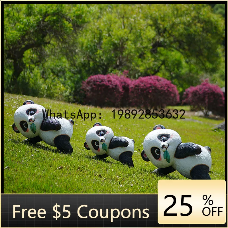 Z4    Fiberglass Cartoon Climbing Panda Sculpture Garden Landscape Square Shop Building Decoration Creative Hanging Ornament