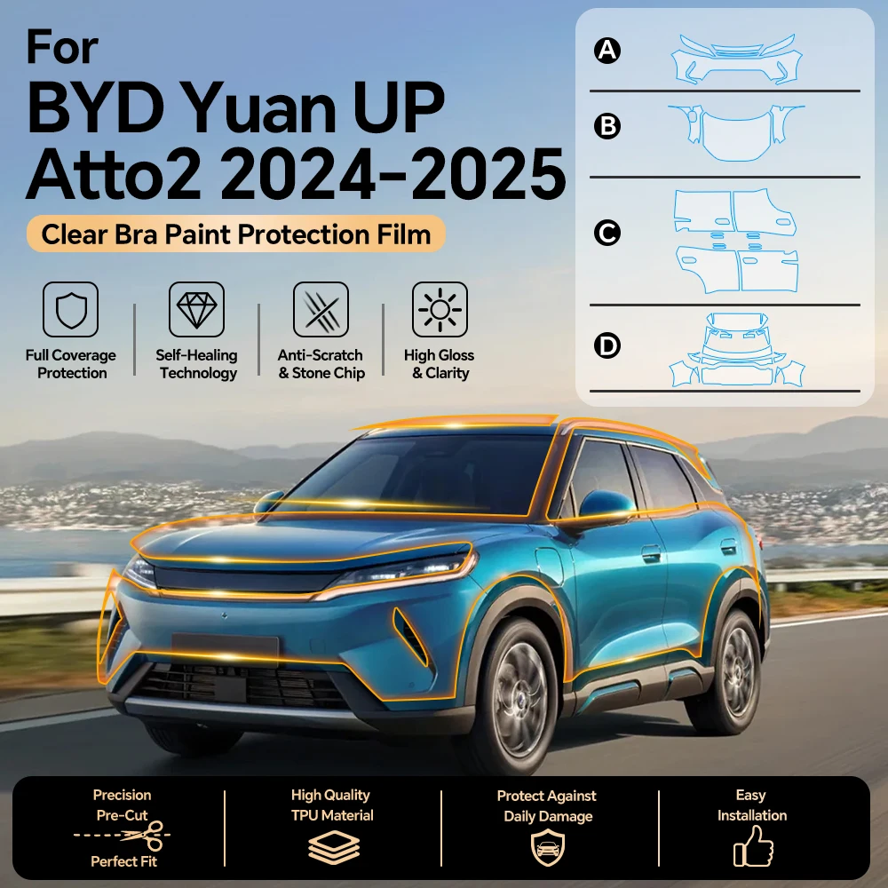 For BYD YUAN UP ATTO 2 2024-2025 8.5Mil TPU Paint Protection Film Car Body Pre-cut PPF Clear Bra Anti-Scratch Kit Resistant