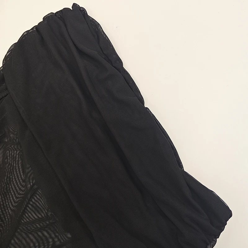 New Fashion Women's One Shoulder Long Sleeve Perspective Mesh Sexy Splicing Hip Wrapping Dress