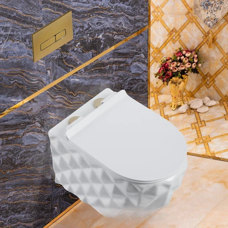 Factory Direct 2026 Wall-mounted gold row horizontal row electroplated suspended toilet into the wall