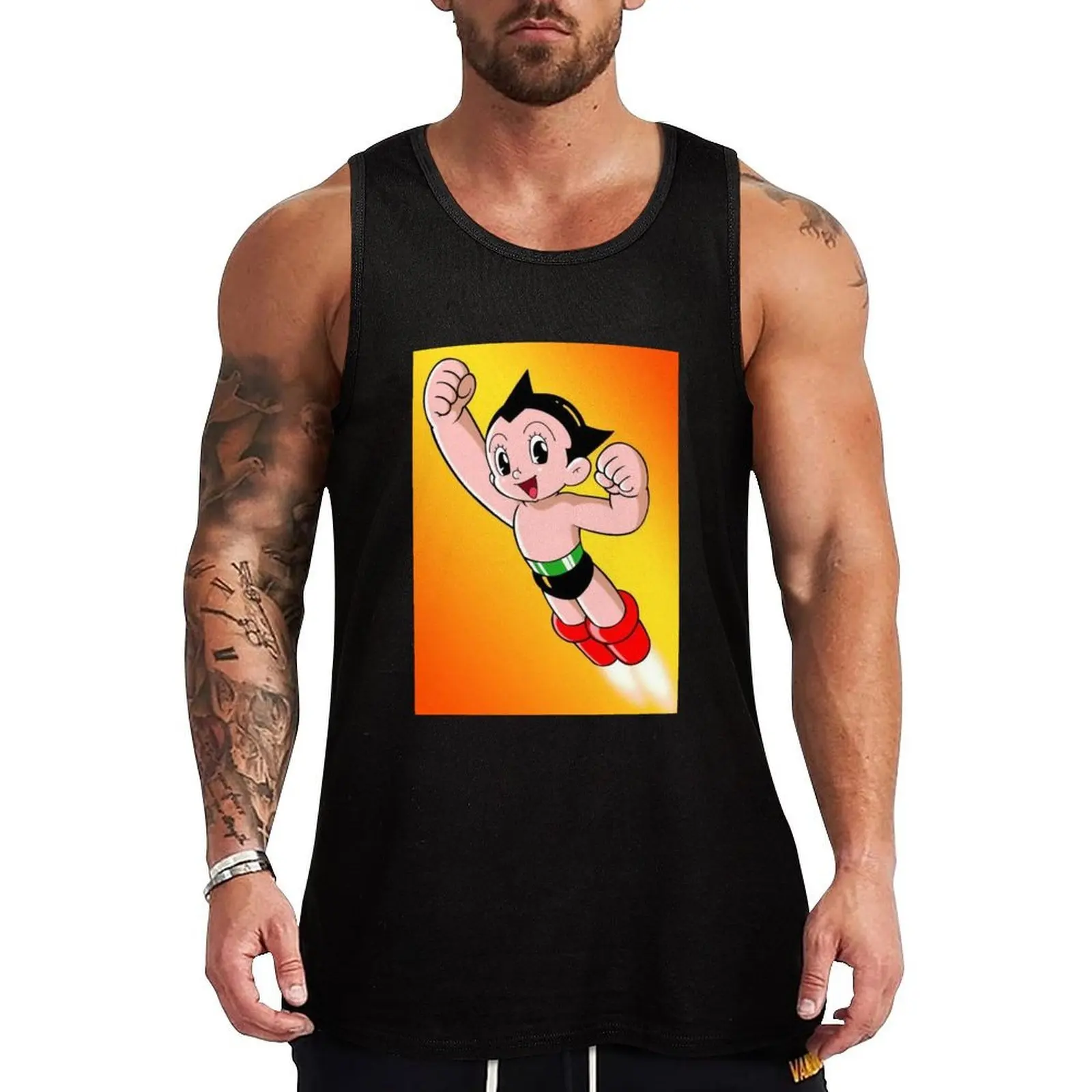 Camiseta Astroboy/ Camiseta sin mangas con estampado, Camiseta deportiva básica, Camiseta informal de algodón para el día a día