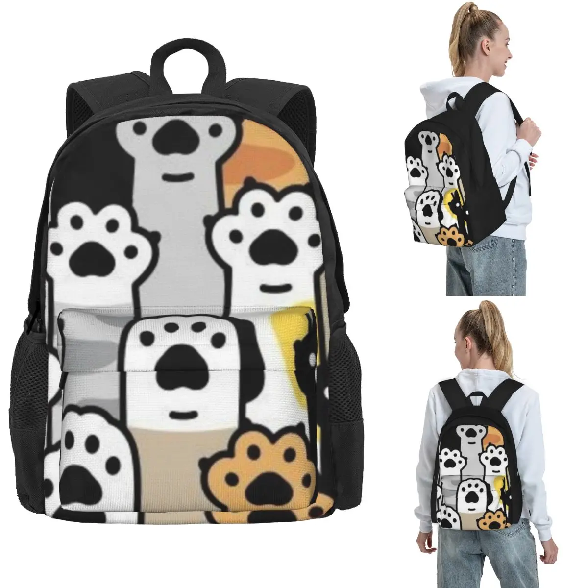 

Рюкзаки для влюбленных с кошачьими лапами, сумка для книг для мальчиков и девочек, детские школьные сумки большой вместимости, дорожный рюкзак, сумка на плечо