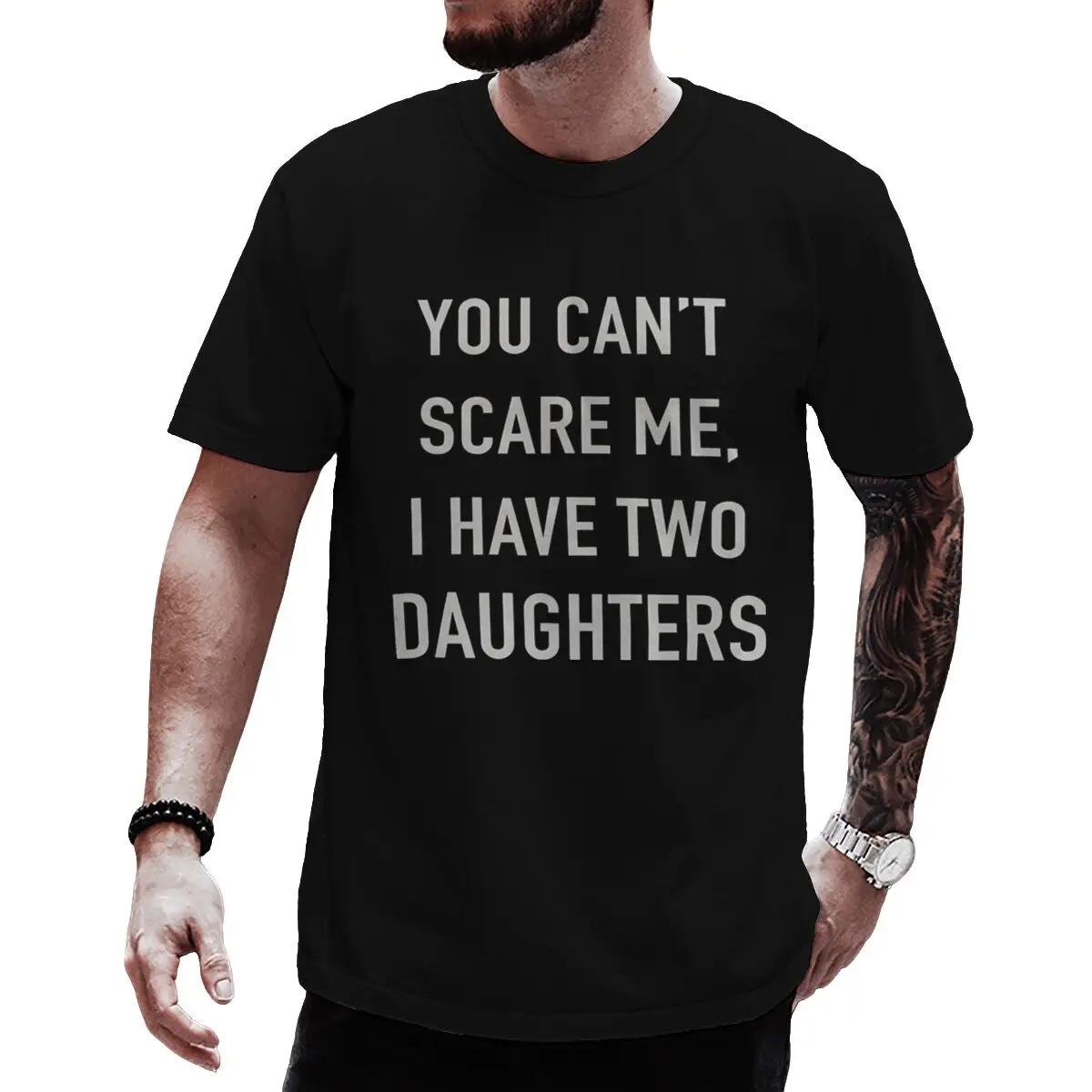 Funny Dad T-Shirt You Can't Scare Me I Have Two Daughters Graphic T Shirts Father's Day Gift T-shirt Mens Daily Life Casual Wear
