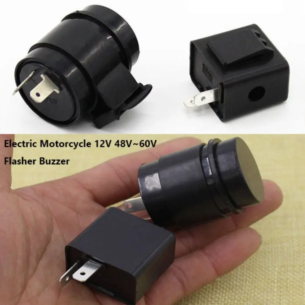 New 12V Electric Motorcycle Accessories Plastic 48V~60V Turn Signal Buzzer Black Flasher Buzzer Electric Bike Parts