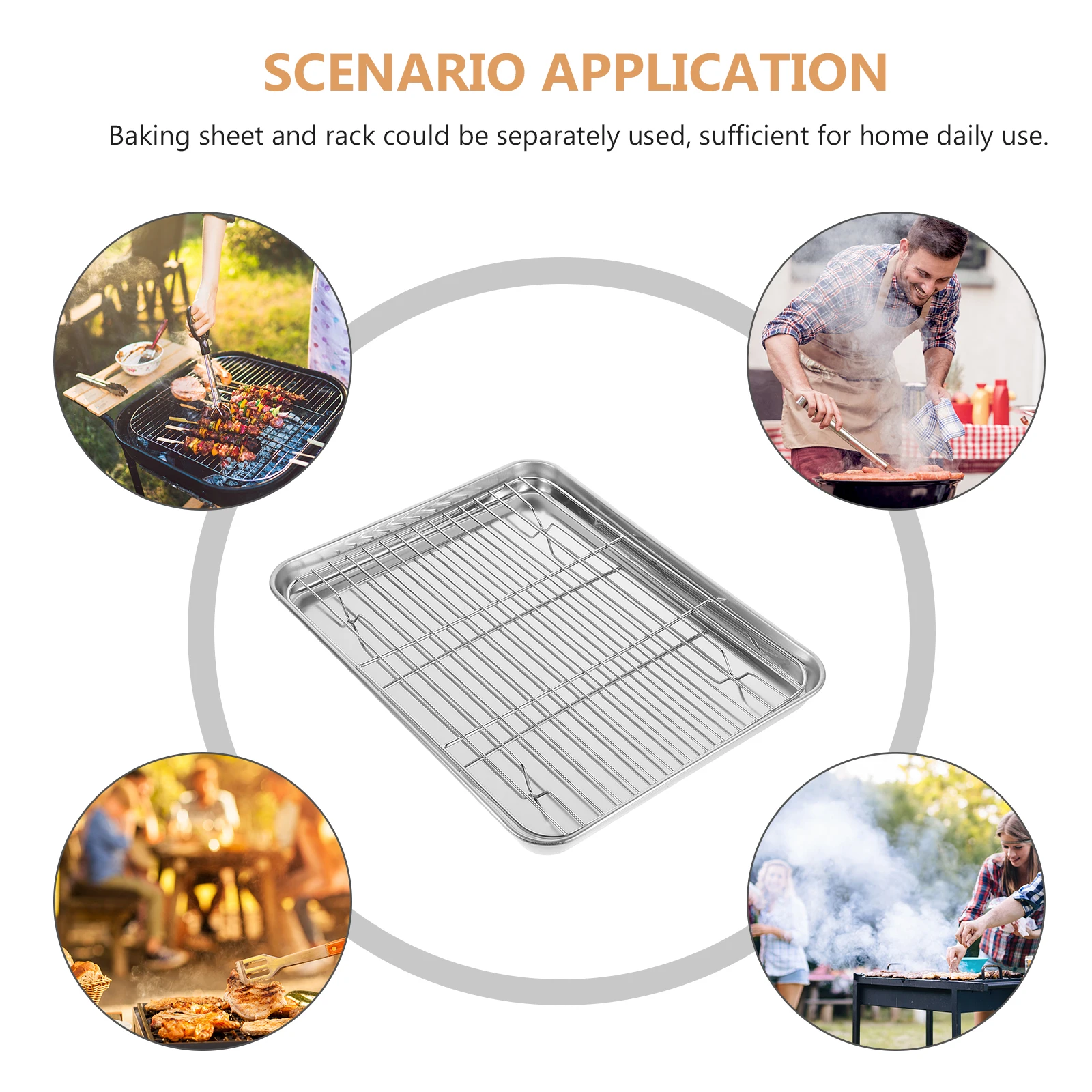 

Stainless Steel Baking Sheet with Rack Heavy Duty Dishwasher Safe Mirror Finish Roll Corner Separate Use Home