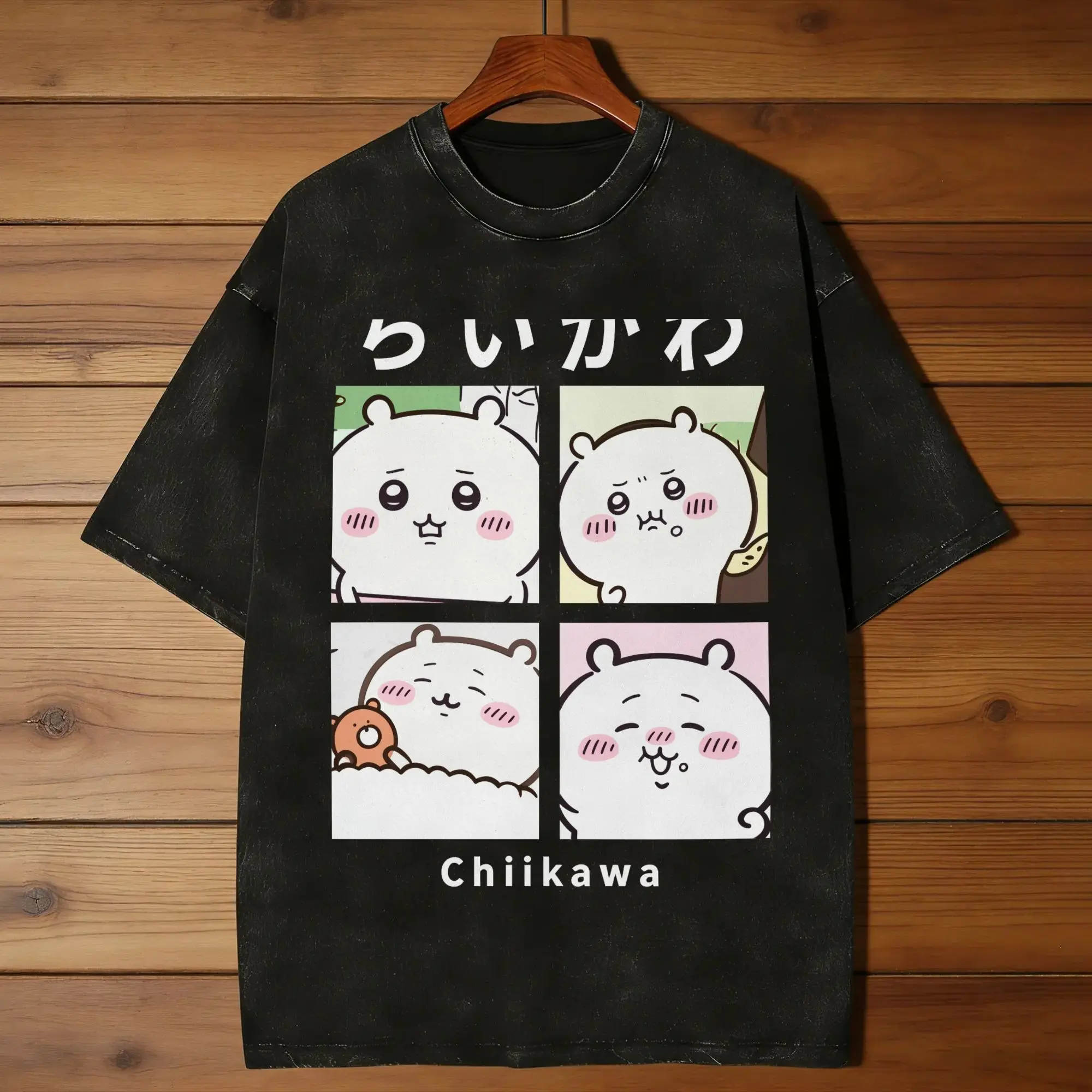 Chiikawa Usagi Hachiware  T Shirts Men 100% Cotton Funny T-Shirts O Neck  Tees Short Sleeve Tops Graphic Printed