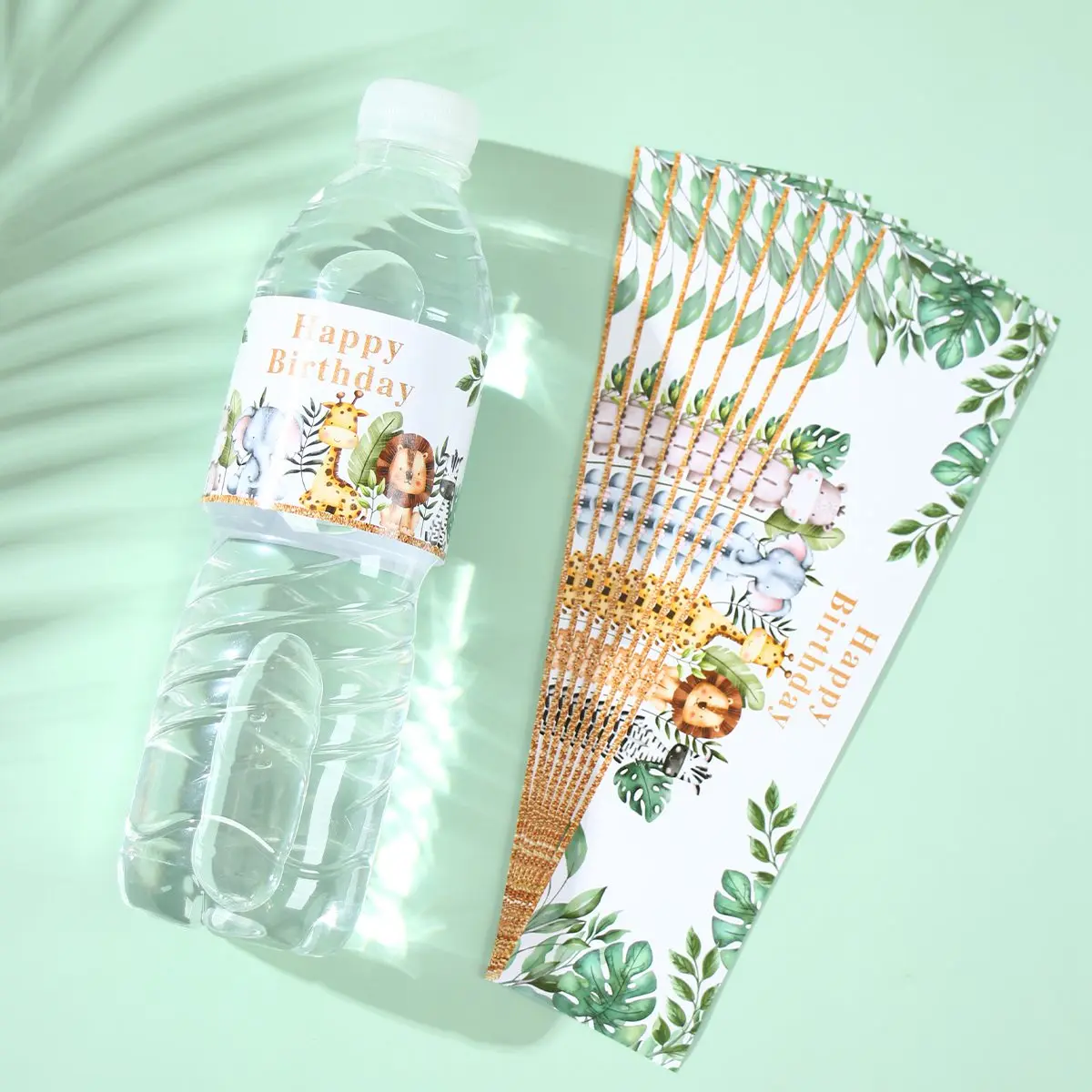10pcs Jungle Animal Bottle Stickers Happy Safari Birthday Party Decoration Kids 1st Birthday Baby Shower  Party Supplies