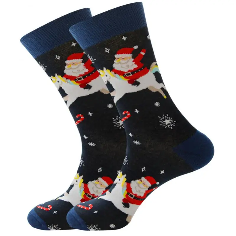 Men Women Socks Lover Christmas Halloween Celebrate Santa Elk Gift Party Biscuits Snow Happy Funny Tide Cotton Socks 2/1Pairs