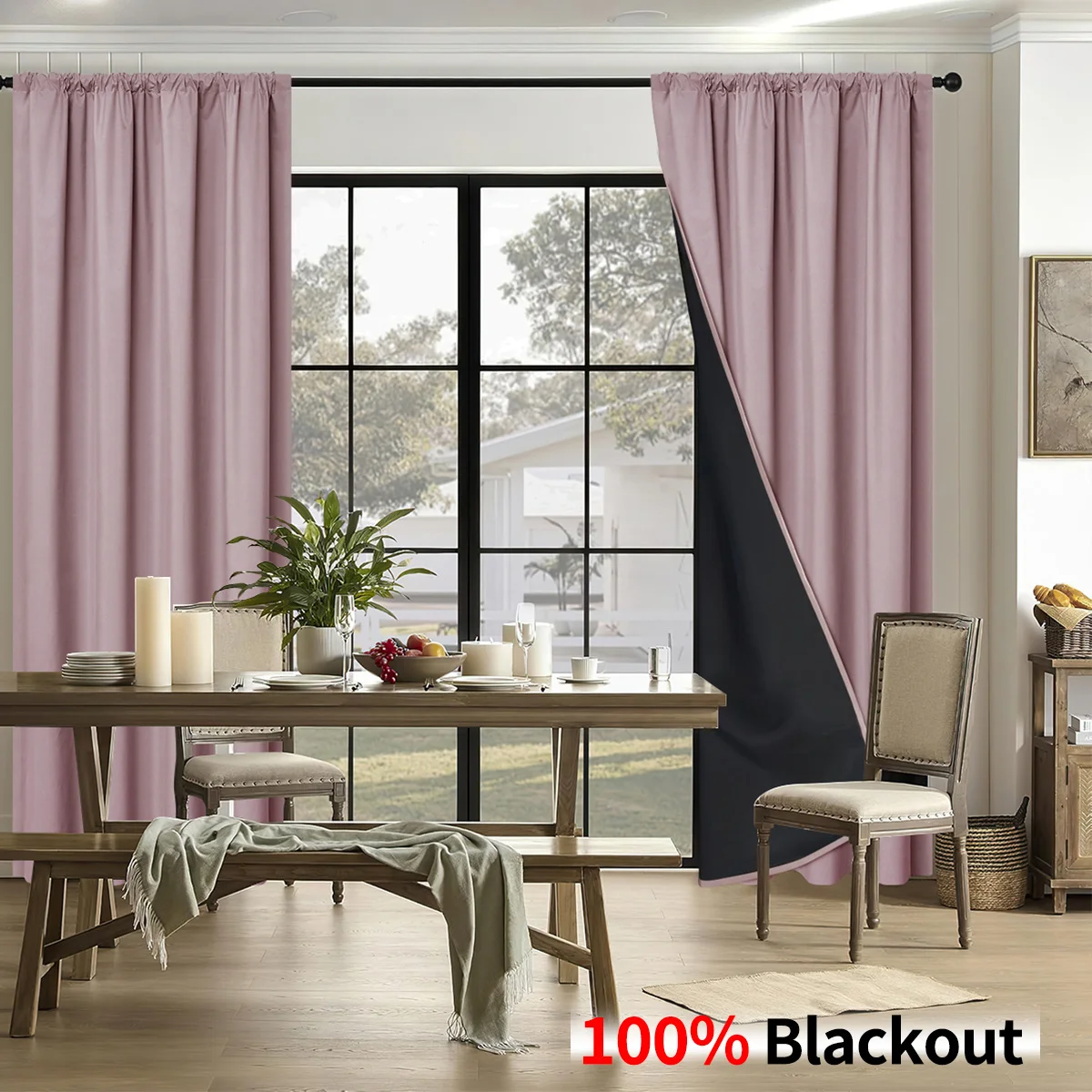 

Full Blackout Living Room Sunscreen Curtains for Home Hotel Office, Solid Color Curtains for Bedroom/Balcony/ Garden/Warehouse