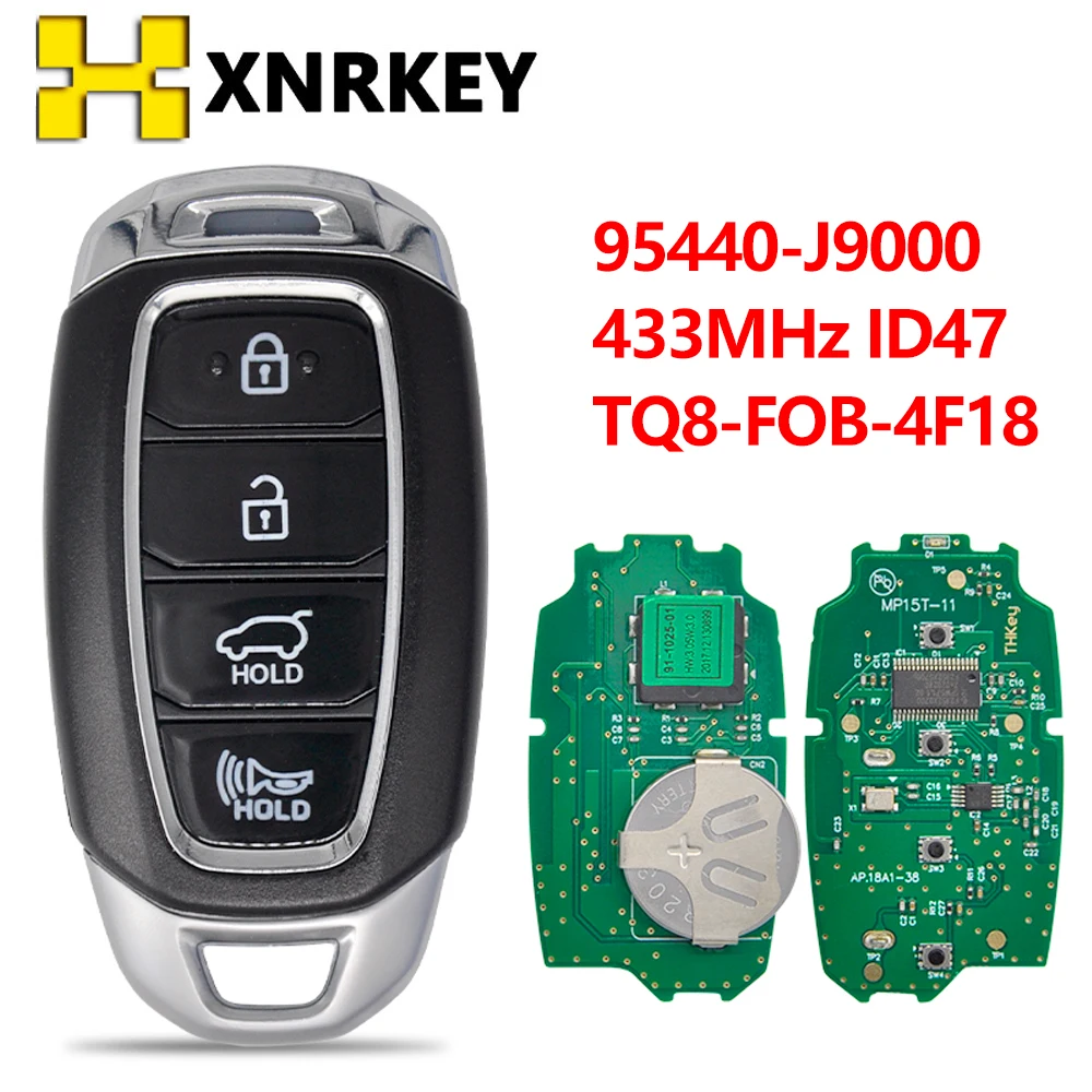 

XNRKEY PN:95440-J9000 Remote Control Car Key for Hyundai Kona 2018 2019 2020 ID47Chip 433MHz FCCID TQ8-FOB-4F18 Replacement Card