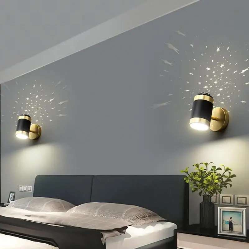 

Star Projector Lamp LED Swivels Head Bedroom Wall Lamp Modern Atmosphere Night Lights Indoor Lighting Home Decoration