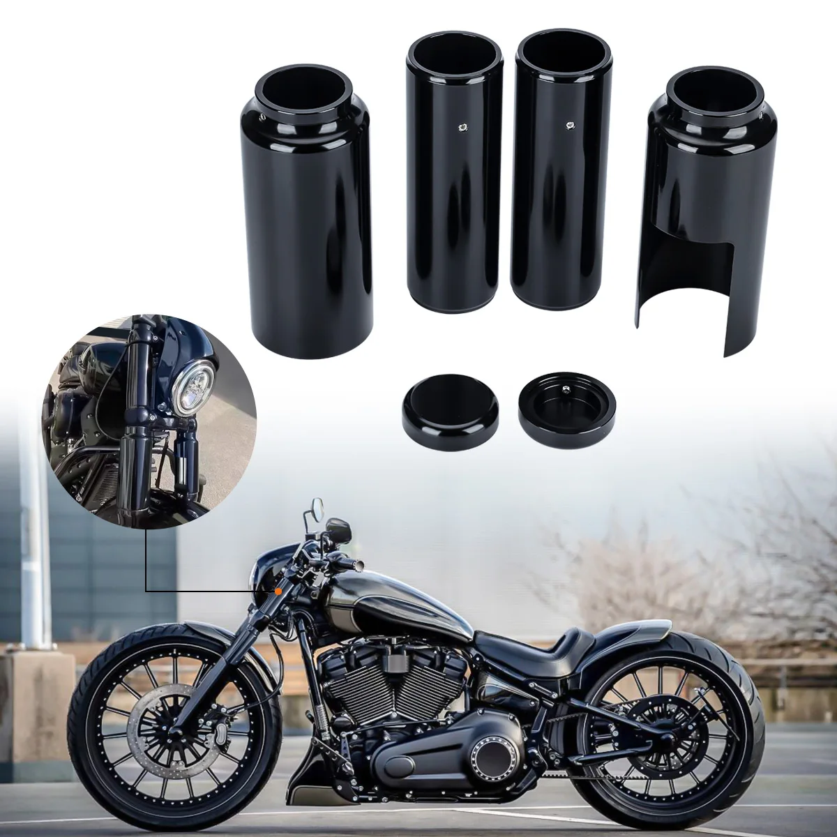 Motorcycle Upper Lower Front Fork Absorber Cover Protector Tube Sleeve  For Harley-Davidson Breakout FXSB 2013-2017