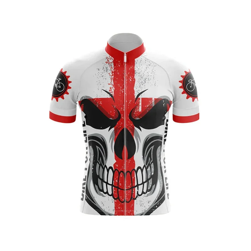 Summer Men Skull Cycling Jersey MTB Bike Shirt Downhill Cycle Team Road Clothes Mountain Bicycle Uniform Quick-dry Ropa Ciclismo