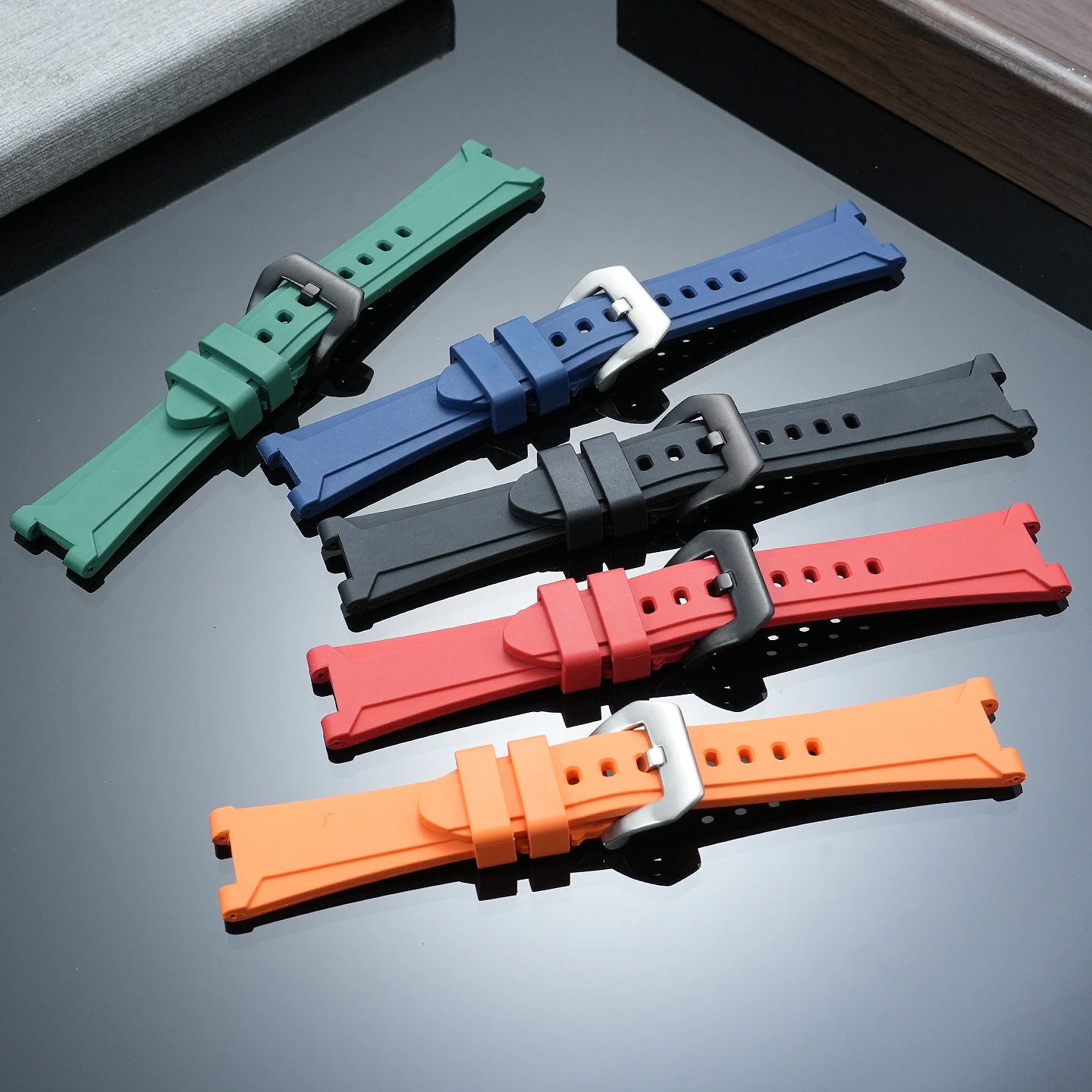 High-Quality, Durable Fluorocarbon Rubber Notched Replacement Strap for Men (FMK) for Casio Edifice Series EFK-100 Watches