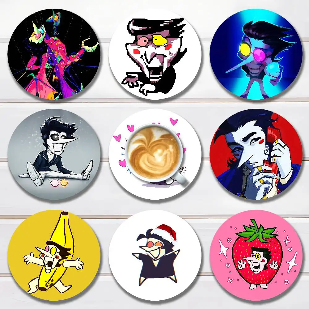 

D-Deltarunes Spamton Game Round Wooden Coasters For Cute Design Suitable for Drinks Tea,Coffee Home Perfect Gift