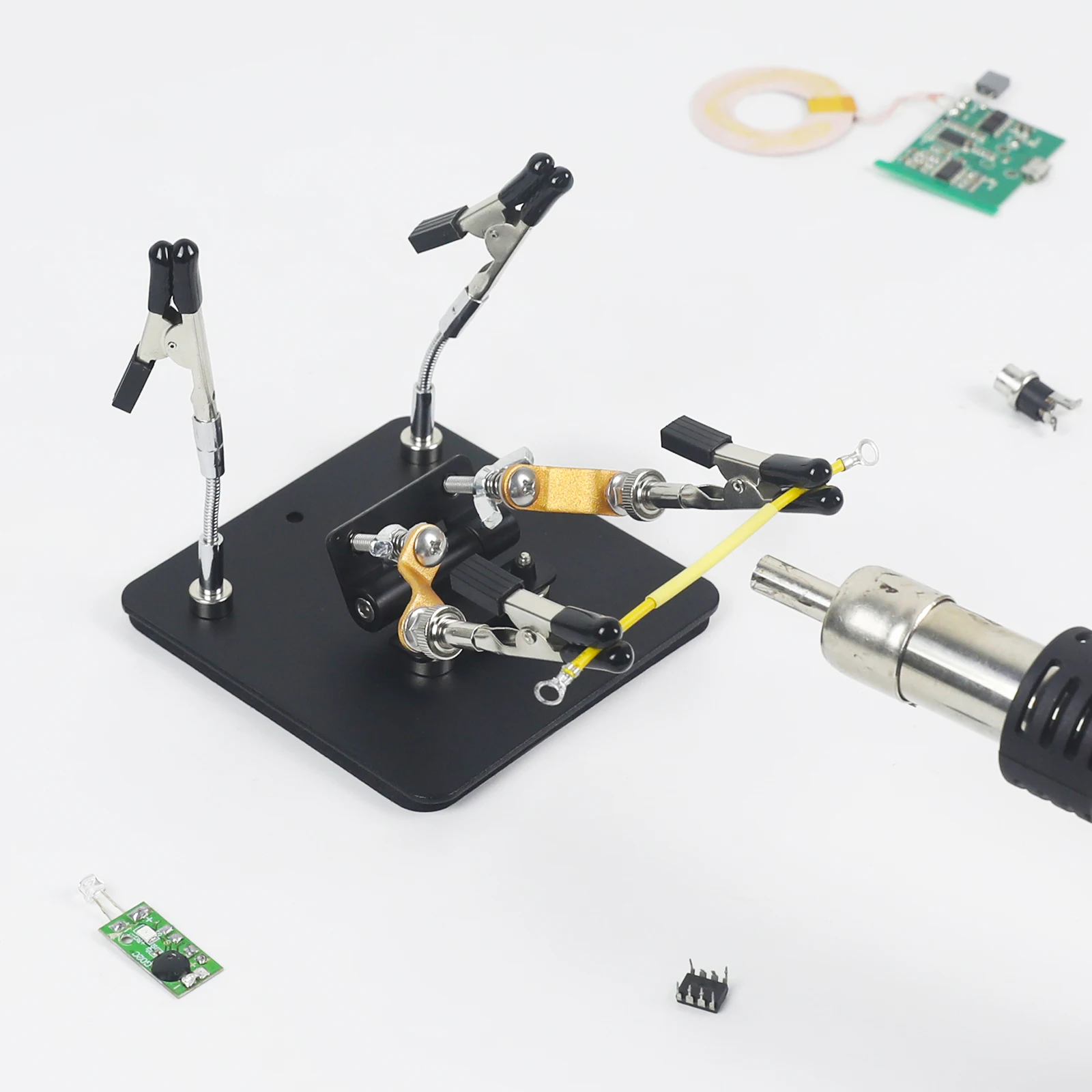 Station de soudage magnétique pour mains d'aide, avec support de PCB réglable, bras flexibles en métal, outil de troisième main pour la réparation électronique