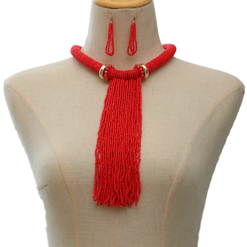 Bohemian Multi-layered Pearl Tassel Women's Necklace Sweater Chain African Necklace Exaggerated Party Accessories