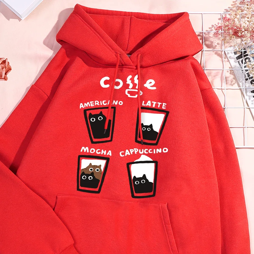 

Oversize Hoody Coffee Cat Hoody Women Personality Hip Hop Casual Fun Hoodie Crewneck Pullovers Sports Warm Men Couple