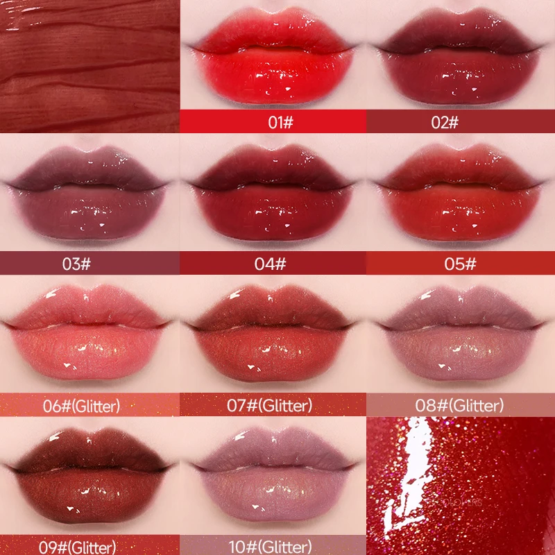 Barras de labios de gelatina, brillo de labios hidratante, Sexy, Plumper, tinte de labios brillante de larga duración, maquillaje, lápiz labial glaseado, cosméticos