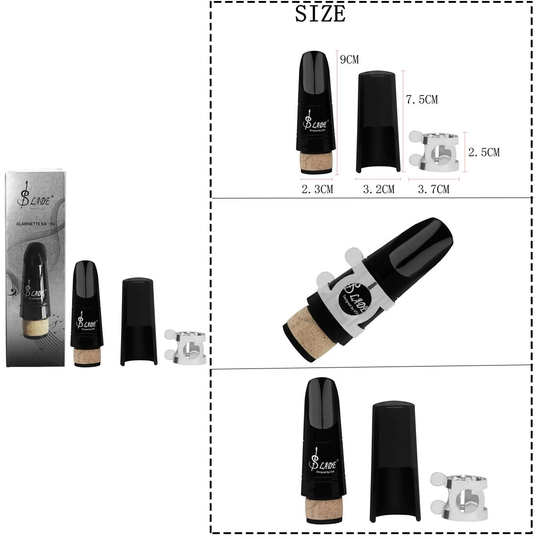 Bb Clarinet Blowing Nozzle Set Adjustable Metal Snap Clip Woodwind Instrument Clarinet Mouthpiece & Cap Clip Set