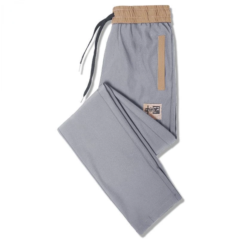 Men Long Pants Black Baggy Trouser Embroidered Man Colthing Streetwear Sporty Design Casual Solid Slim Fit Breathable Thin