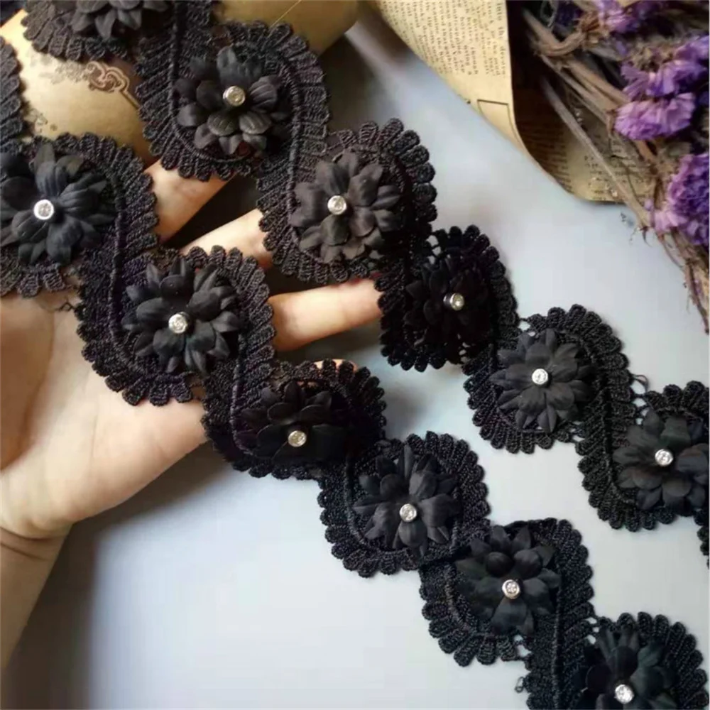 

1 Yard Black Leaf Embroidered Lace Trim Ribbon Applique Fabric Handmade DIY Sewing Craft For Costume Hat Shoes Decoration