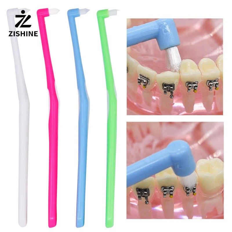 

4pcs Orthodontic Toothbrush Pointed Head Soft Hair Correction Clean Teeth Gap Floss Oral Hygiene Teeth Braces Tooth Brushes