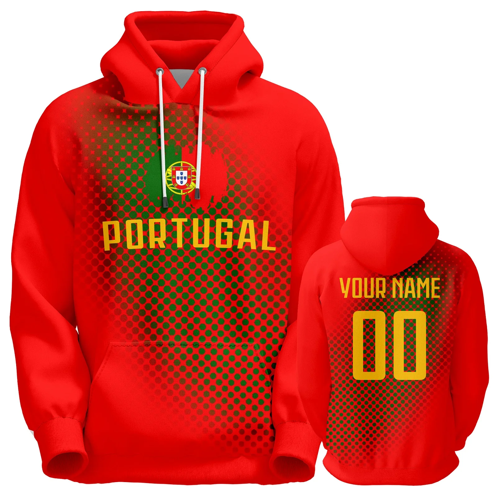 Custom Portugal National Soccer Hoodie Football Sweatshirts Personalized Name Number Pullover for Men Women Youth Fans Gift