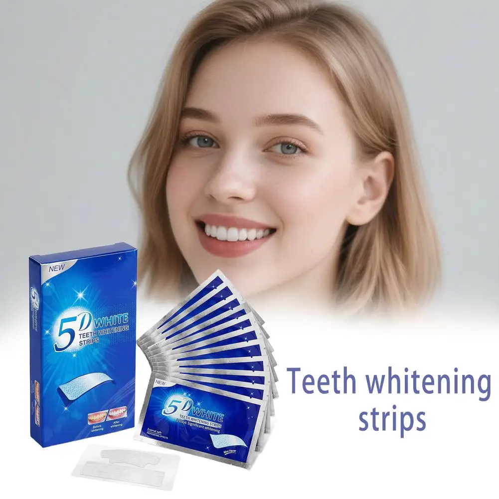 Professional 5D Teeth Whitening Strips 3 Days Significant Whitening Oral Strips Soft Comfortable Wear Yellow Removal Teeth Patch