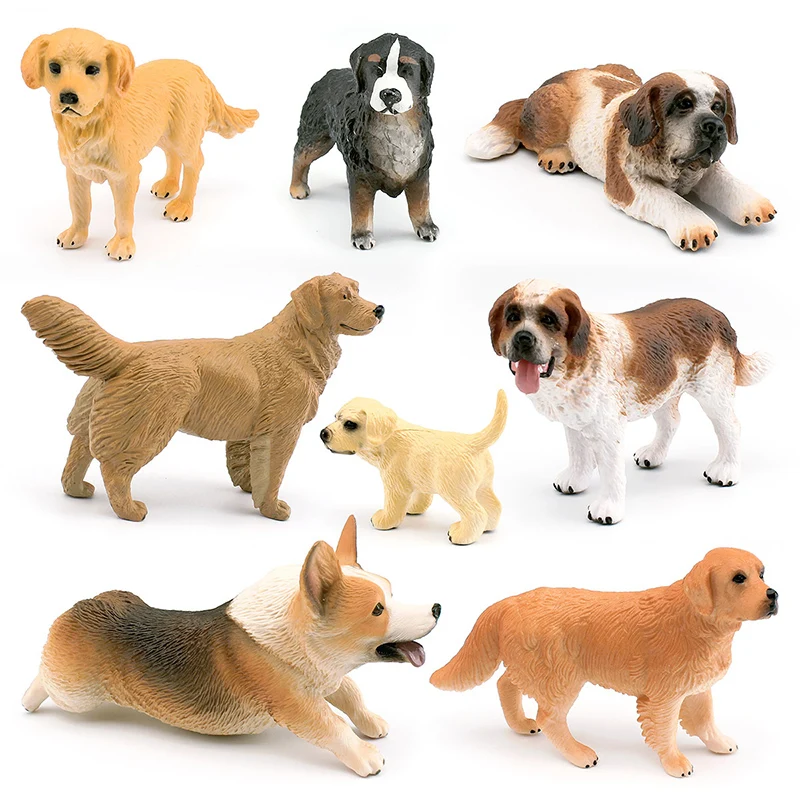 Simulation Cute Pet Golden Dog Animals Model Action Figures Corgi St. Bernard Bona Miniacture Education Decora Toys For Children