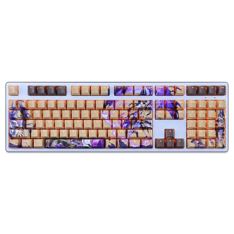 Cyno 108 Keycap PBT DYE Sublimation Genshin Impact Game Light Transmitting Cherry Switch Cross Key Cover for Mechanical Keyboard