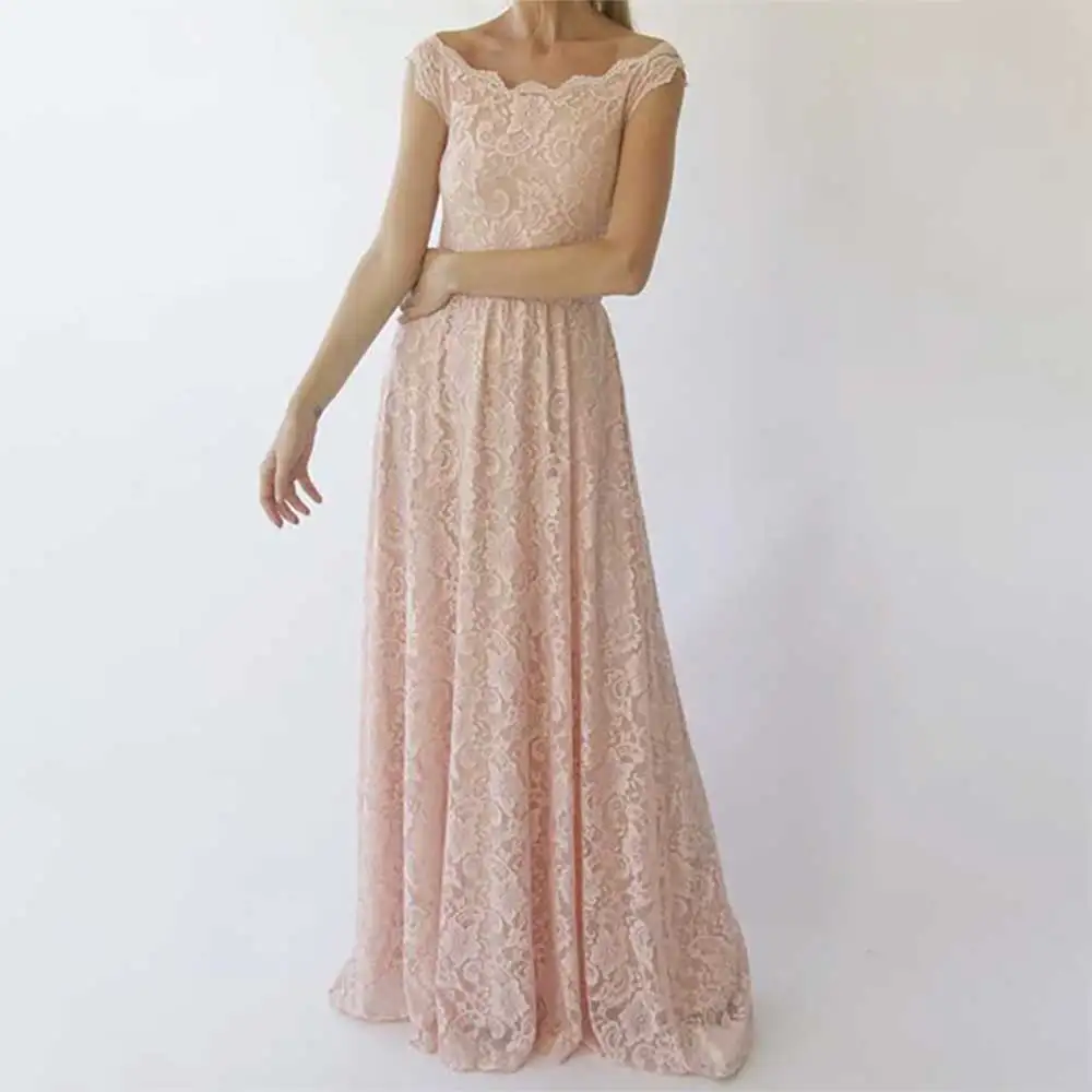 

Luxury Lace Boat Neck Sleeveless A-Line Backless Evening Dress for Women Prom Party Dress Bridesmaid's Dress Wedding Guest Dress