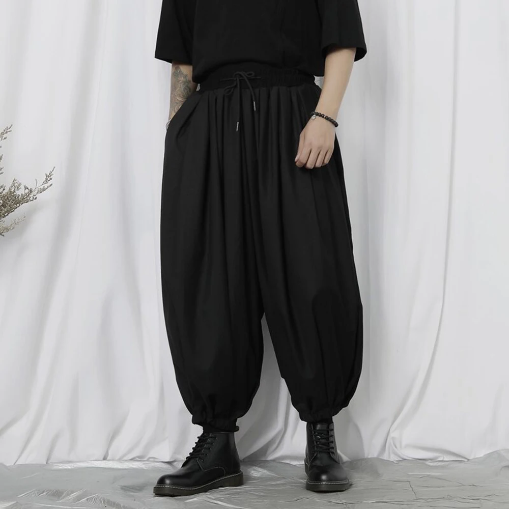 

XS-5XL Summer New Men's Solid Color Wide-Leg Tapered Pants American Retro Fashion Trend High Street Simple Casual Men's Bottoms