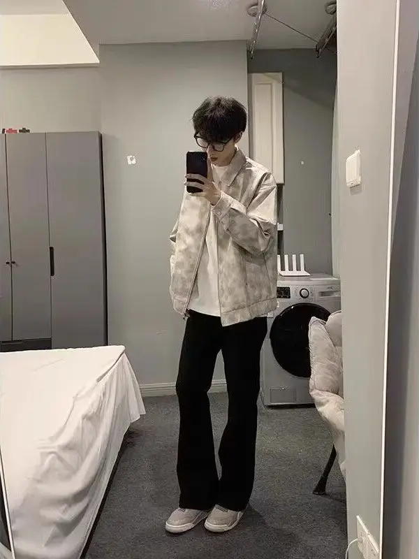 

Мужская и женская окрашенная кожаная куртка в стиле ретро в американском стиле, бейсбольная мотоциклетная куртка в стиле ретро, винтажная подставка из искусственной кожи