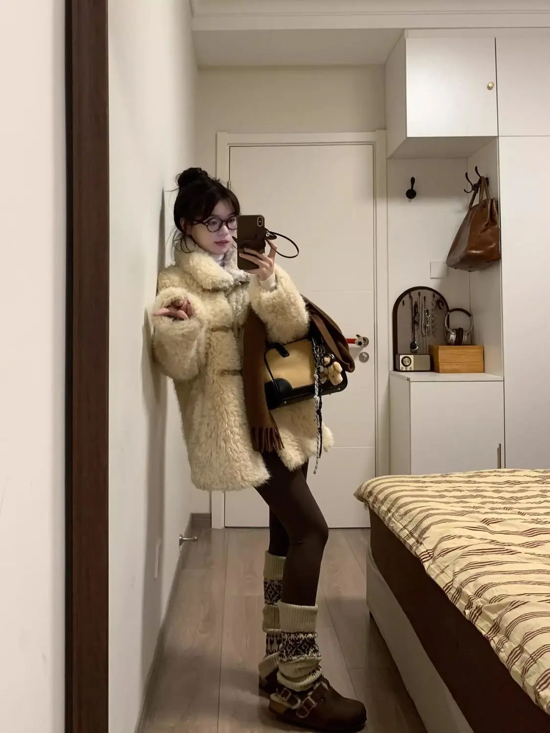 Faux Fur Decor Coats Womens Slender Floor Length Vacation Elderly Steampunk Thick Splicing Casual Edge Nature Sleeved Hot High