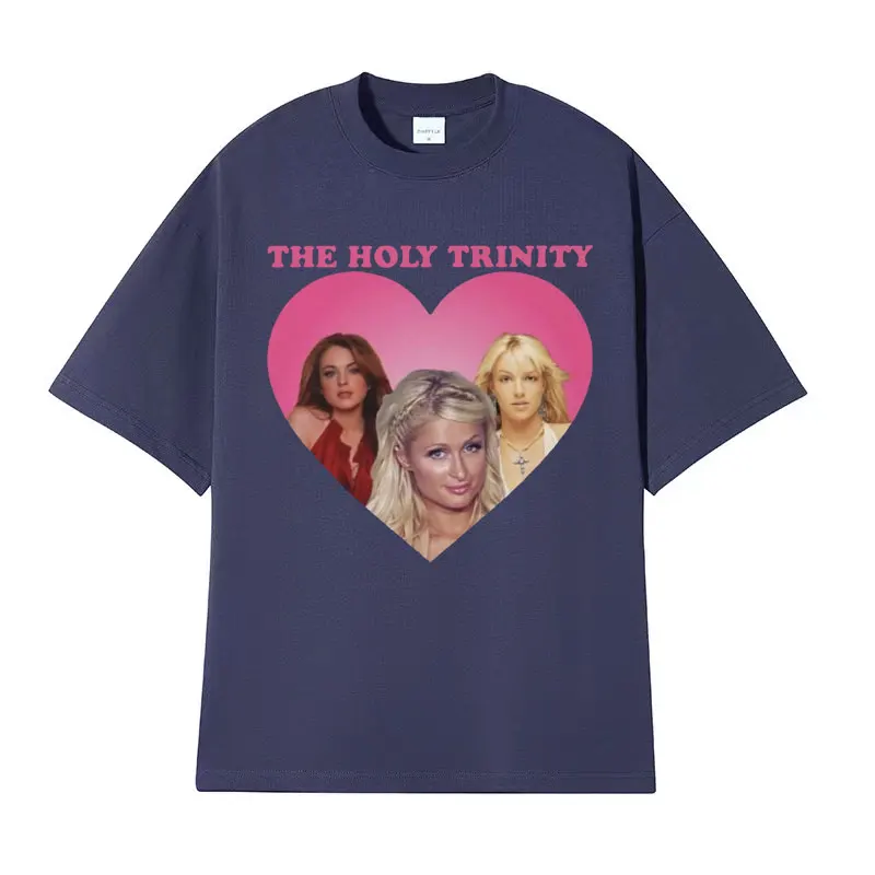 The Holy Trinity Britney Spears and Lindsay Lohan T-Shirt Men Women Clothing Fashion T-shirts Harajuku Retro 100% Cotton T Shirt