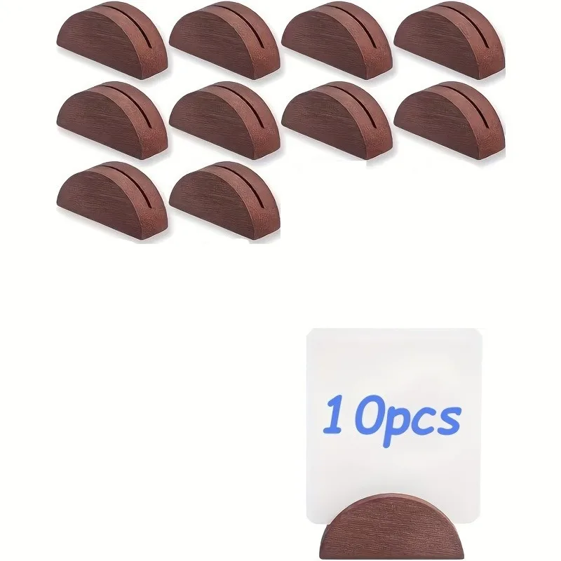 1/10 Stück halbrunde Holzsockel für Hochzeits-Tischkartenhalter, Restaurantmenüs und Fotoständer – geeignet für Hochzeiten, Partys – Detail 1