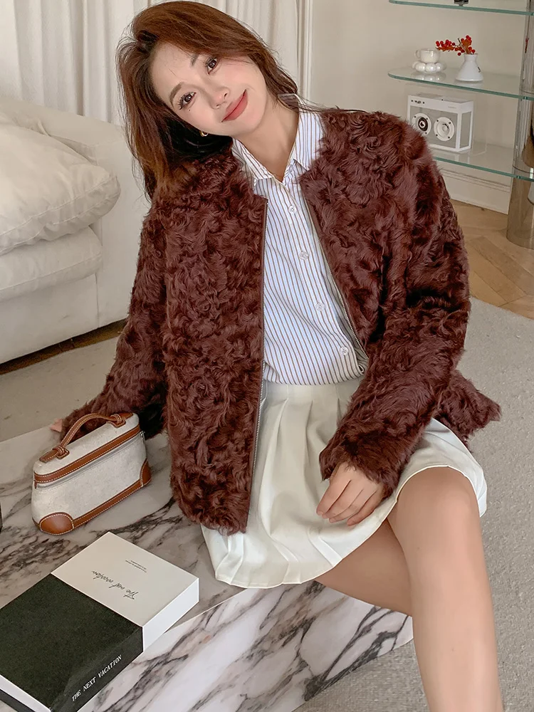 AYUNSUE Genuine Wool Coat Women Winter Clothes 2025 Sheep Shearling Jacket Korean Fashion Fur Coat Women Real Пальто Женское