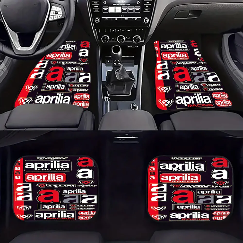 4pcs Aprilia Racing Car Floor Mats | Digital Print Interior Additions For All Seasons, Durable Polyester, Fit For All Vehicles,